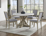 Carena 5-Piece 52-inch Round White Marble Dining Set(Table & 4 Side Chairs) from Steve Silver - Luna Furniture