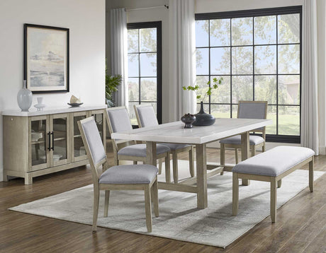 Carena 5-Piece White Marble Dining Set(Table & 4 Side Chairs) from Steve Silver - Luna Furniture