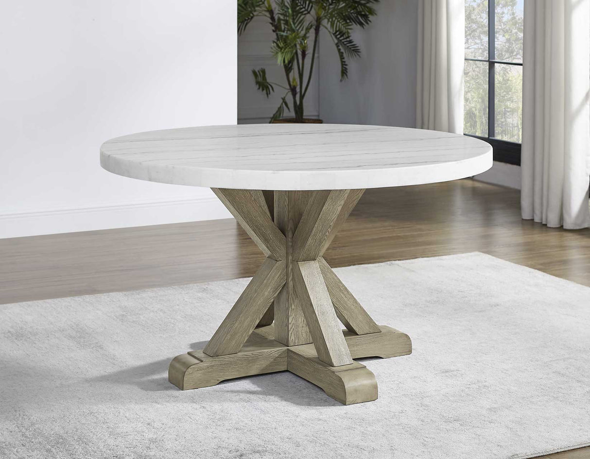 Carena 52-inch Round White Marble Top Table from Steve Silver - Luna Furniture