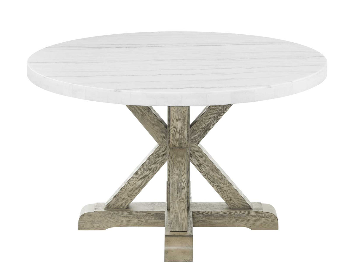 Carena 52-inch Round White Marble Top Table from Steve Silver - Luna Furniture