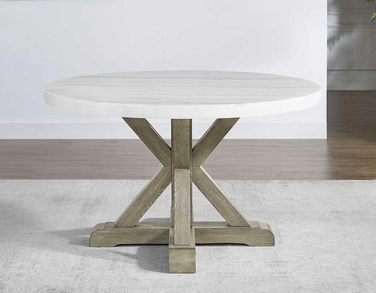 Carena 52-inch Round White Marble Top Table from Steve Silver - Luna Furniture