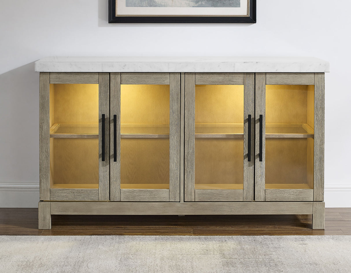 Carena White Marble Top Sideboard with Touch Lighting from Steve Silver - Luna Furniture