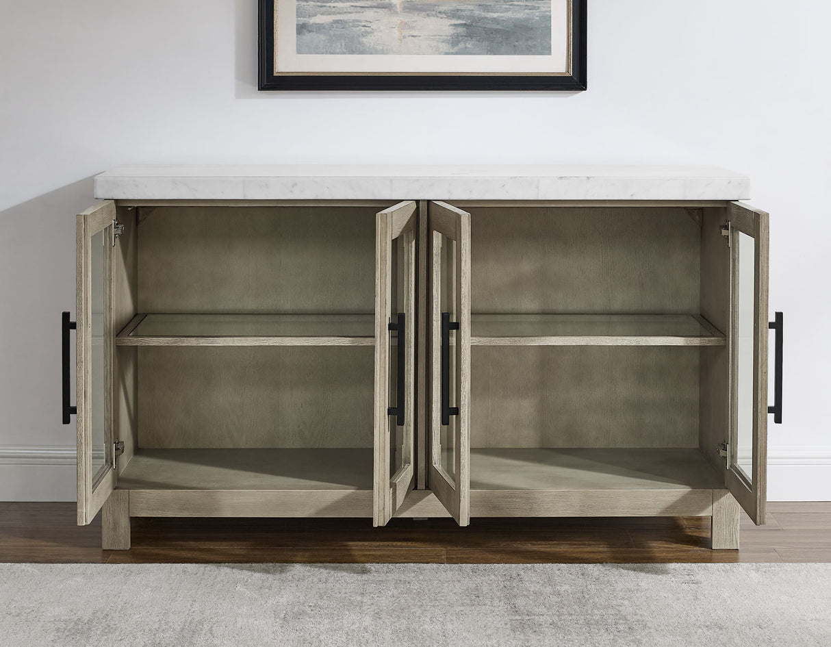 Carena White Marble Top Sideboard with Touch Lighting from Steve Silver - Luna Furniture