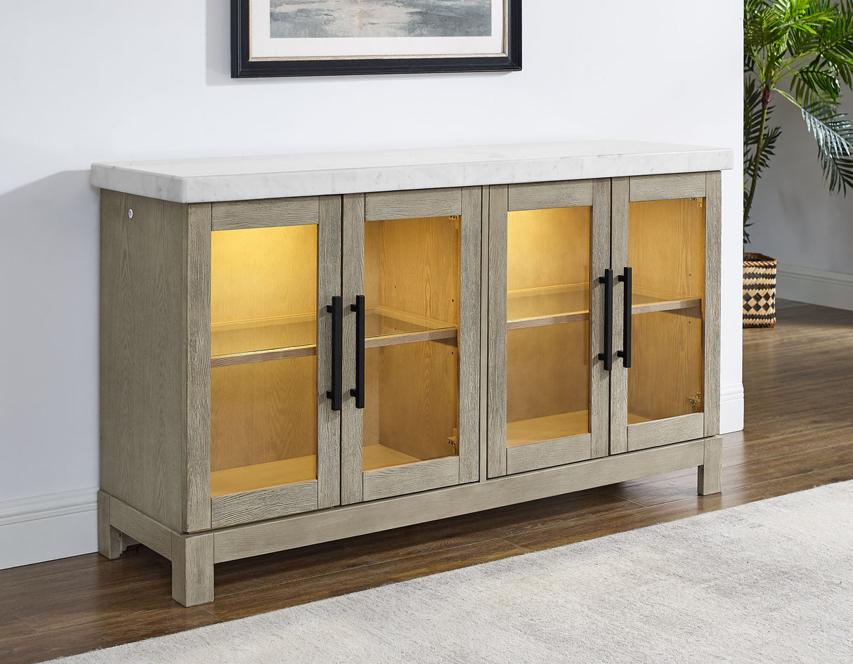 Carena White Marble Top Sideboard with Touch Lighting from Steve Silver - Luna Furniture