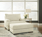 Caretti Chair and Ottoman in Parchment from Ashley - Luna Furniture