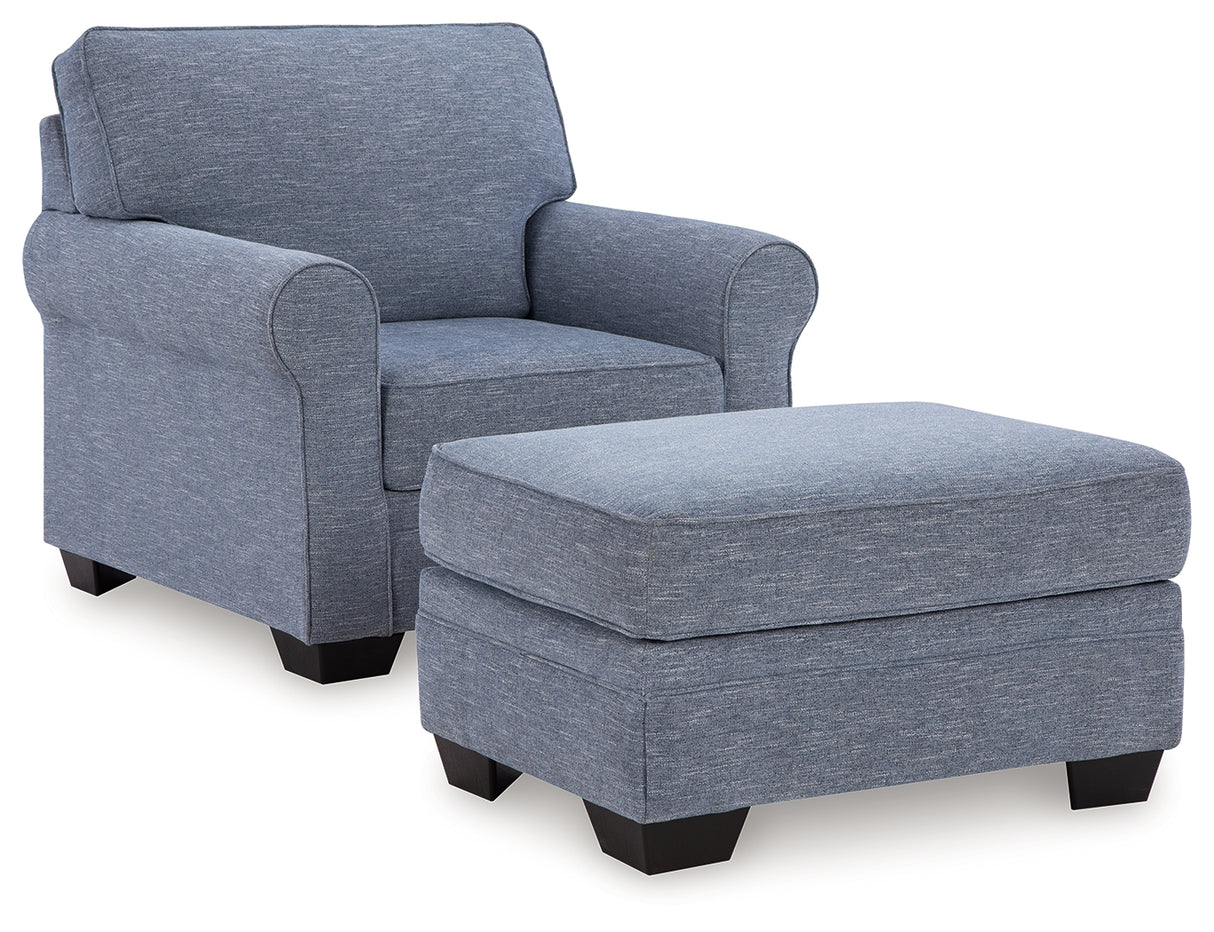 Carissa Manor Chair and Ottoman in Denim - PKG020903