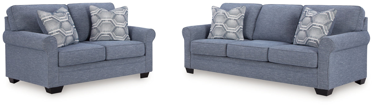 Carissa Manor Sofa and Loveseat in Denim - PKG020904