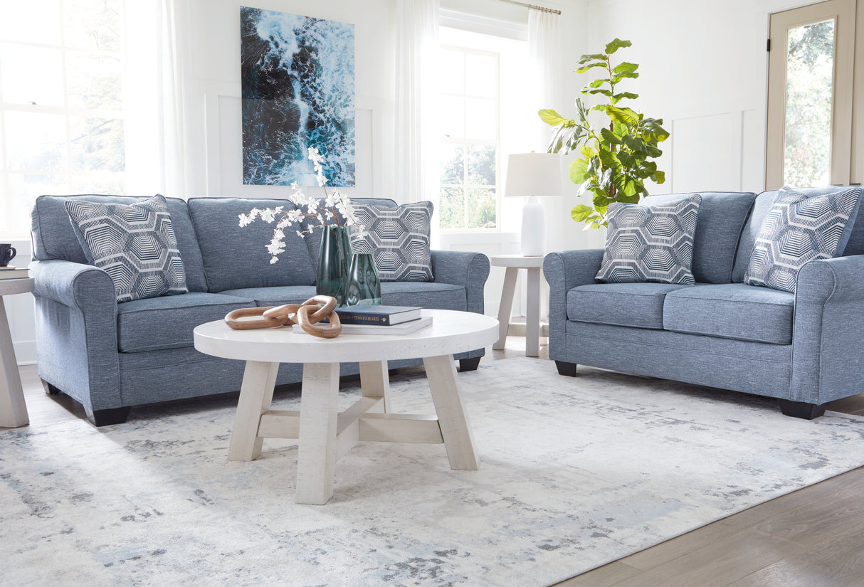 Carissa Manor Sofa and Loveseat in Denim - PKG020904