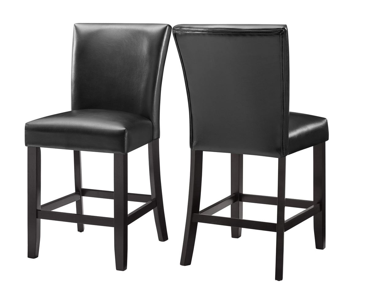 Carrara 24″ Counter Stool,  Black Leatherette, Set of 2 - CR630CCK