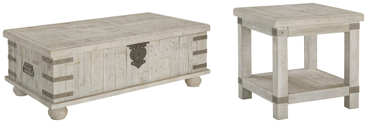 Carynhurst Coffee Table with 1 End Table in White Wash Gray from Ashley - Luna Furniture