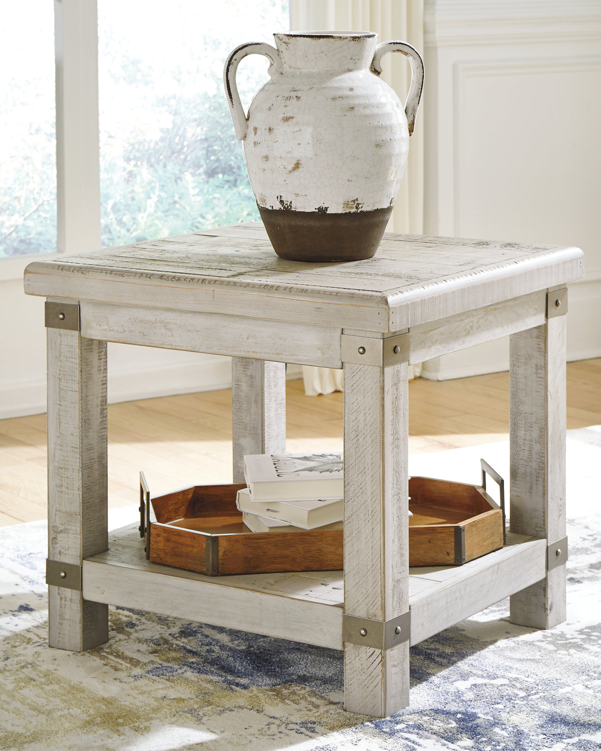 Carynhurst Coffee Table with 2 End Tables in White Wash Gray from Ashley - Luna Furniture