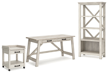 Carynhurst Home Office Desk and Storage in Whitewash from Ashley - Luna Furniture