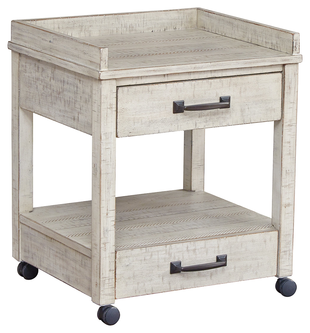 Carynhurst Home Office Desk and Storage in Whitewash from Ashley - Luna Furniture