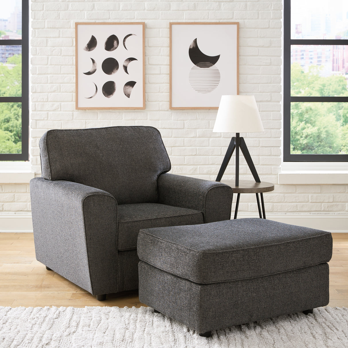 Cascilla Sofa, Loveseat, Chair and Ottoman in Slate - PKG014491