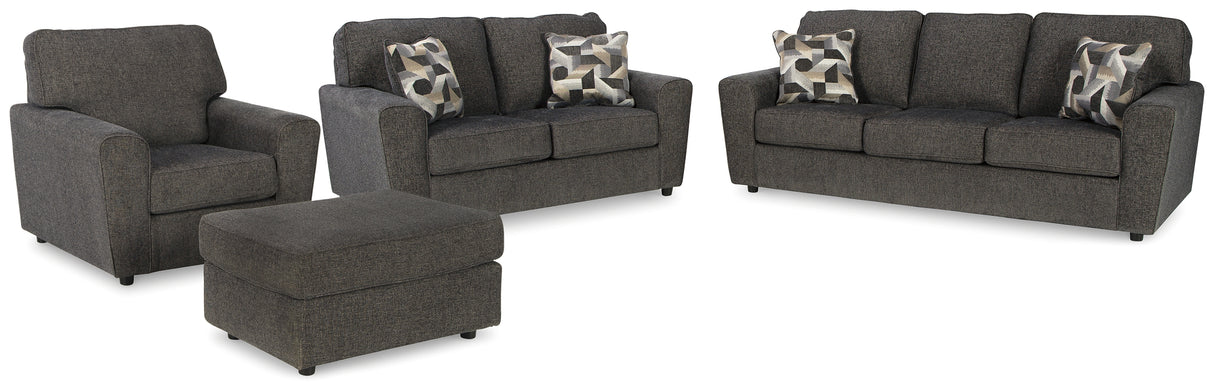 Cascilla Sofa, Loveseat, Chair and Ottoman in Slate - PKG014491