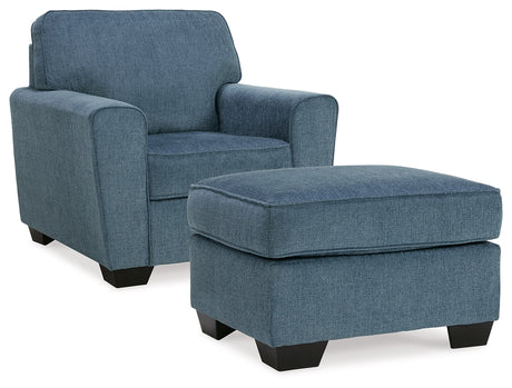 Cashton Chair and Ottoman in Blue - PKG015051