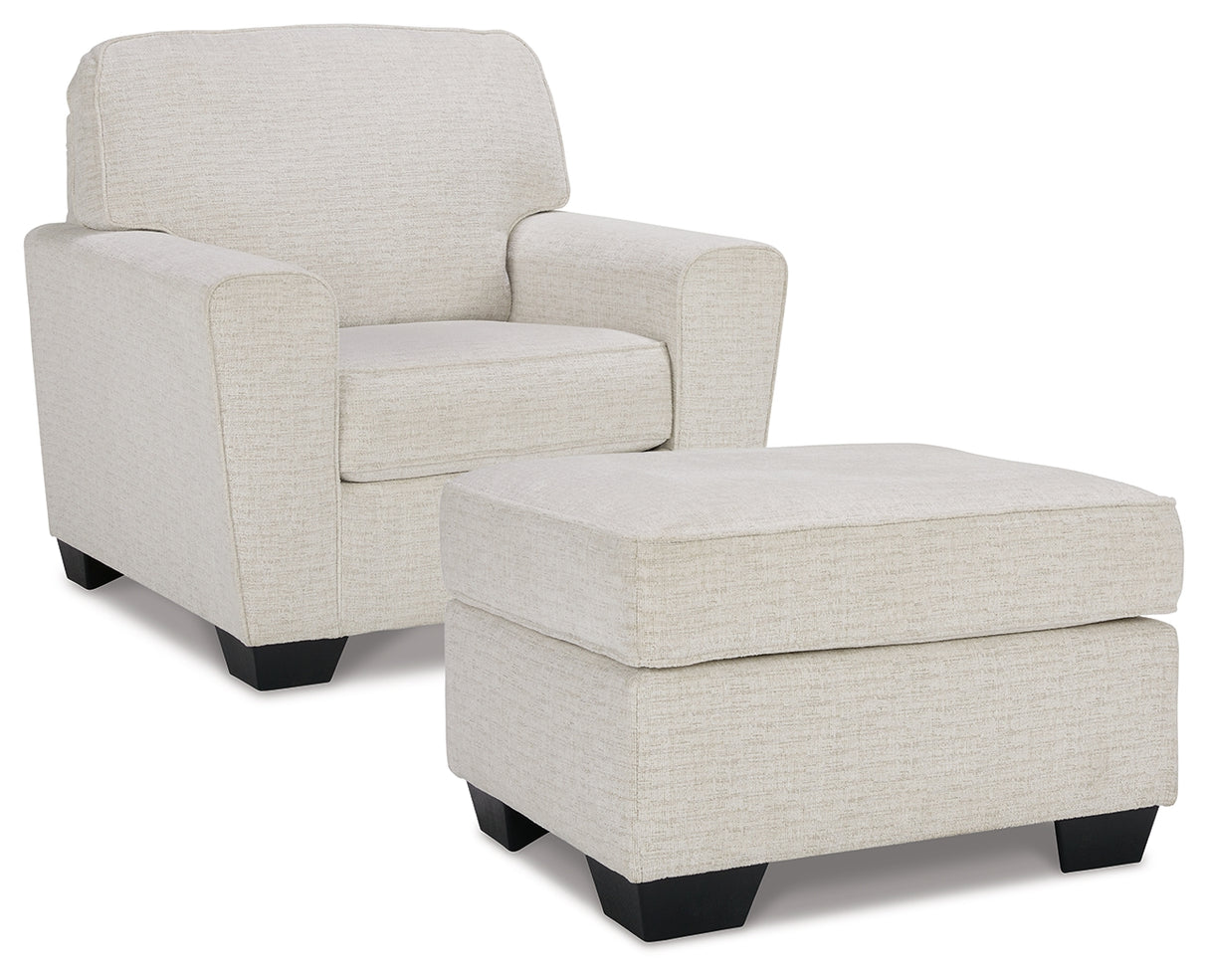 Cashton Chair and Ottoman in Snow - PKG015048