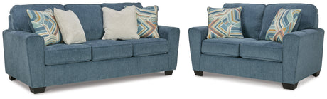 Cashton Sofa and Loveseat in Blue - PKG015052