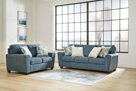 Cashton Sofa and Loveseat in Blue - PKG015052