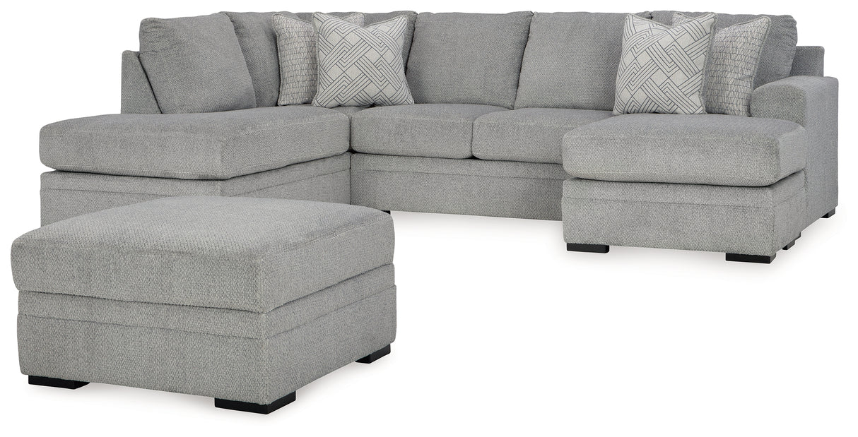 Casselbury 2-Piece Sectional with Ottoman in Cement - PKG015797