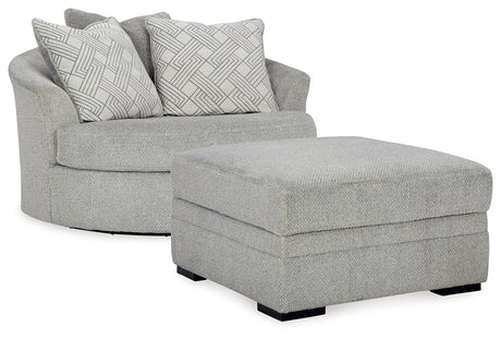 Casselbury Chair and Ottoman in Cement - PKG015829