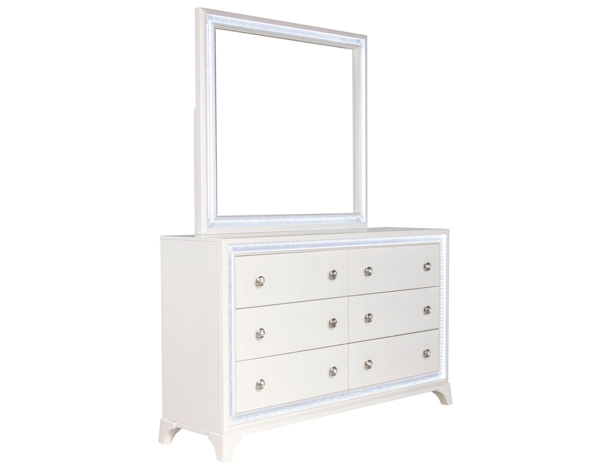 Cassie Illuminating 4-Piece Glam King Bedroom Set(King Bed, Nightstand, Dresser and Mirror) from Steve Silver - Luna Furniture