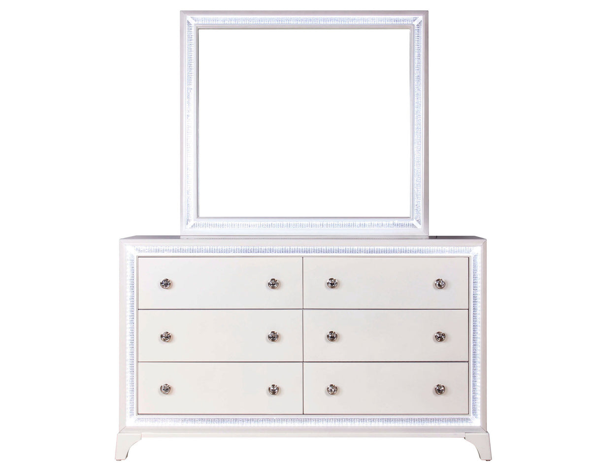 Cassie Illuminating 4-Piece Glam King Bedroom Set(King Bed, Nightstand, Dresser and Mirror) from Steve Silver - Luna Furniture