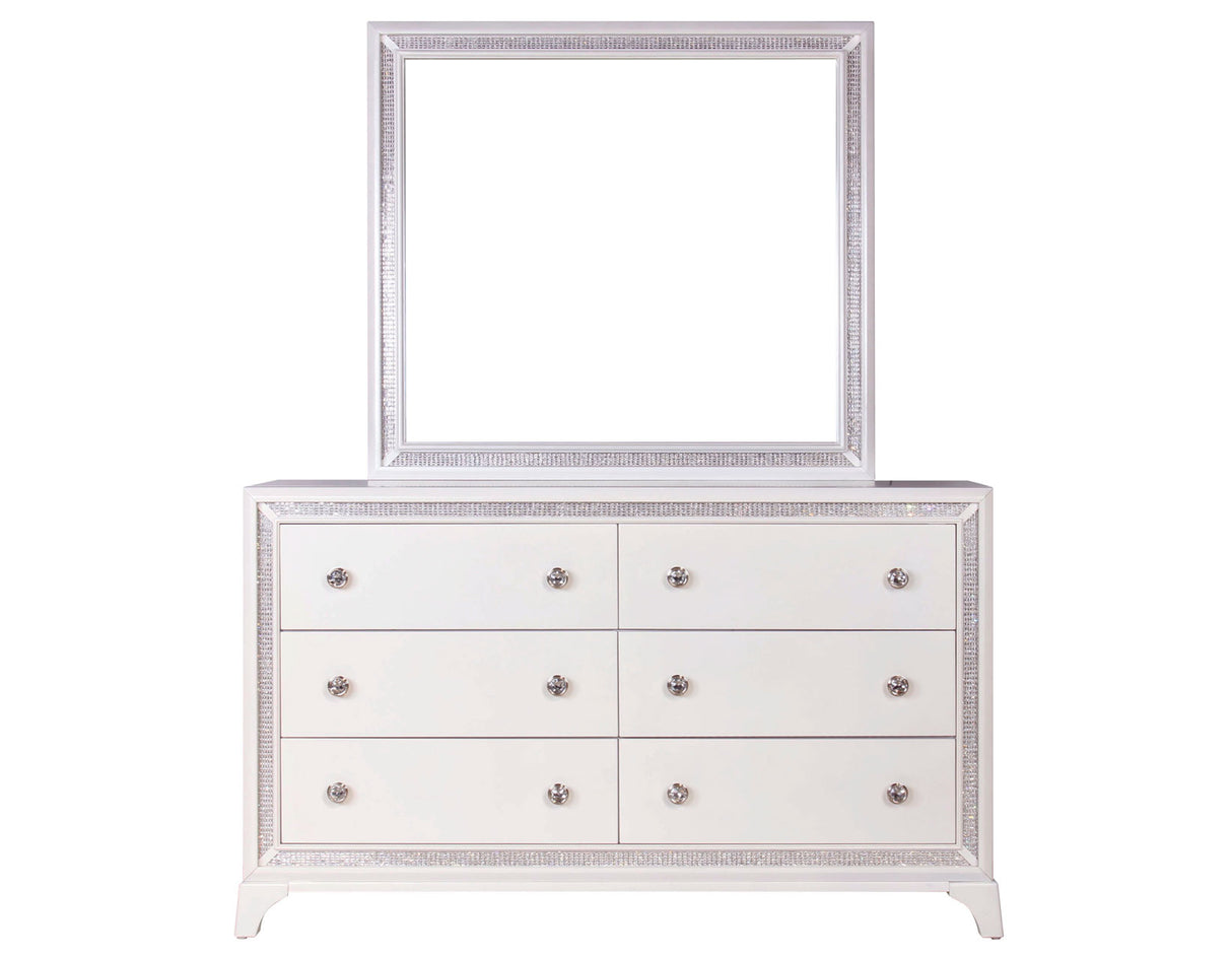 Cassie Illuminating 4-Piece Glam King Bedroom Set(King Bed, Nightstand, Dresser and Mirror) from Steve Silver - Luna Furniture