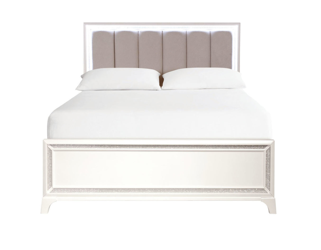 Cassie Illuminating 4-Piece Glam King Bedroom Set(King Bed, Nightstand, Dresser and Mirror) from Steve Silver - Luna Furniture