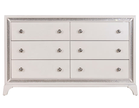 Cassie Illuminating Glam 58″ Dresser, Shimmering Pearl Finish from Steve Silver - Luna Furniture