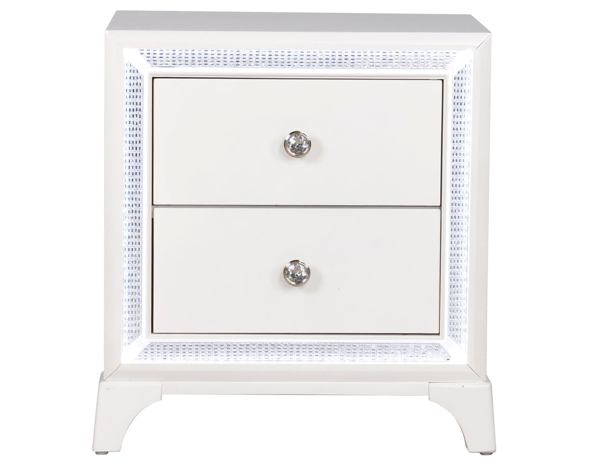 Cassie Illuminating Glam Nightstand, Shimmering Pearl Finish from Steve Silver - Luna Furniture