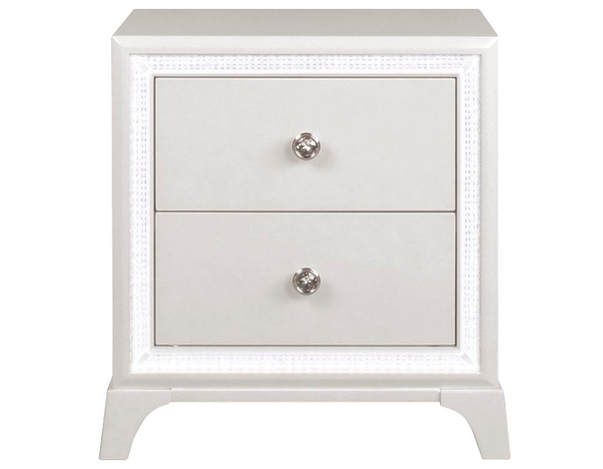 Cassie Illuminating Glam Nightstand, Shimmering Pearl Finish from Steve Silver - Luna Furniture