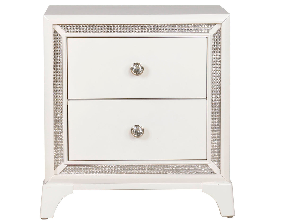 Cassie Illuminating Glam Nightstand, Shimmering Pearl Finish from Steve Silver - Luna Furniture