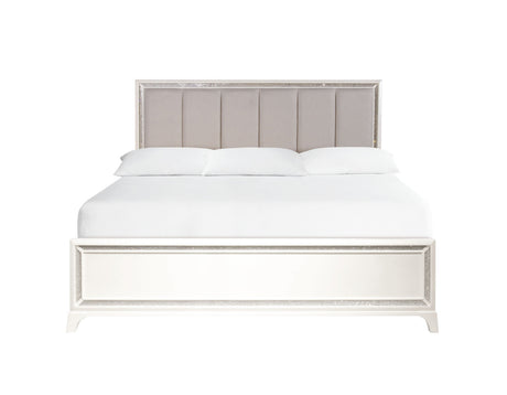 Cassie Illuminating King Bed, Shimmering Pearl Finish from Steve Silver - Luna Furniture