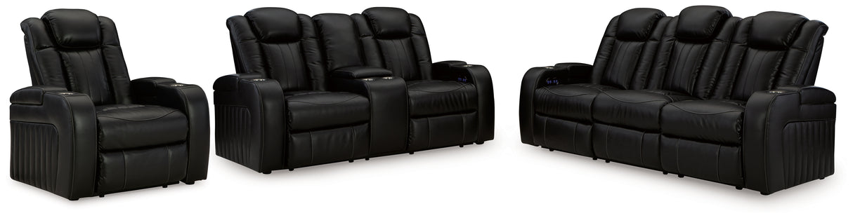 Caveman Den Sofa, Loveseat and Recliner in Midnight - PKG015843