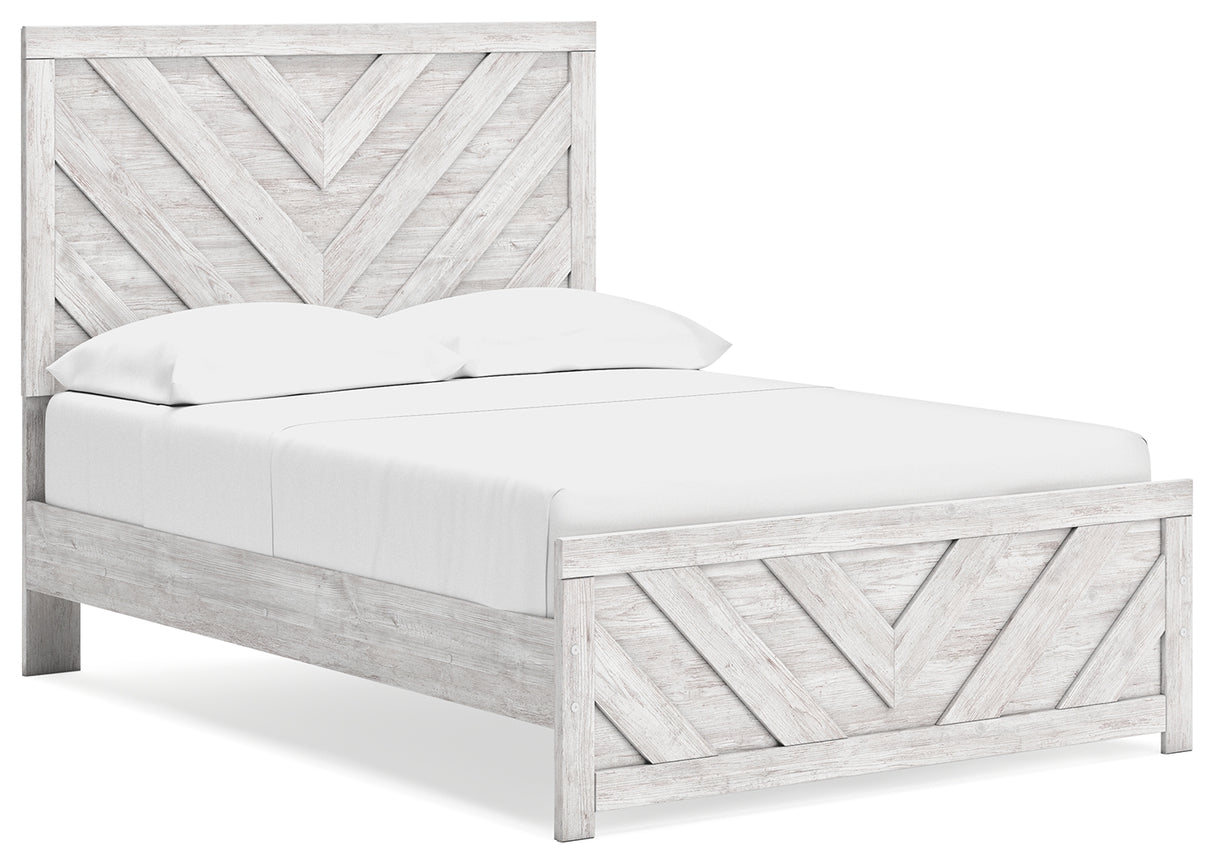 Cayboni Full Panel Bed with Dresser and 2 Nightstands in Whitewash from Ashley - Luna Furniture