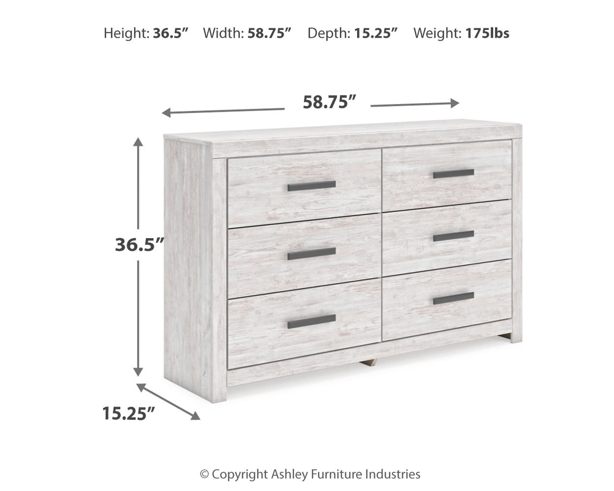 Cayboni Full Panel Bed with Dresser and 2 Nightstands in Whitewash from Ashley - Luna Furniture