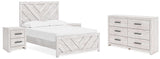 Cayboni Full Panel Bed with Dresser and 2 Nightstands in Whitewash from Ashley - Luna Furniture