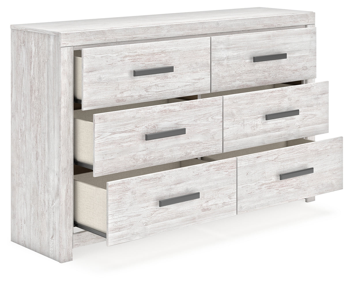 Cayboni Full Panel Bed with Dresser and 2 Nightstands in Whitewash from Ashley - Luna Furniture