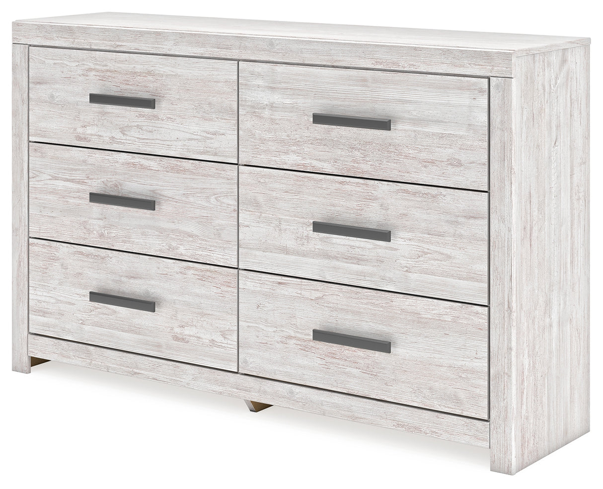 Cayboni Full Panel Bed with Dresser and 2 Nightstands in Whitewash from Ashley - Luna Furniture