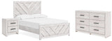 Cayboni Full Panel Bed with Dresser and Nightstand in Whitewash from Ashley - Luna Furniture