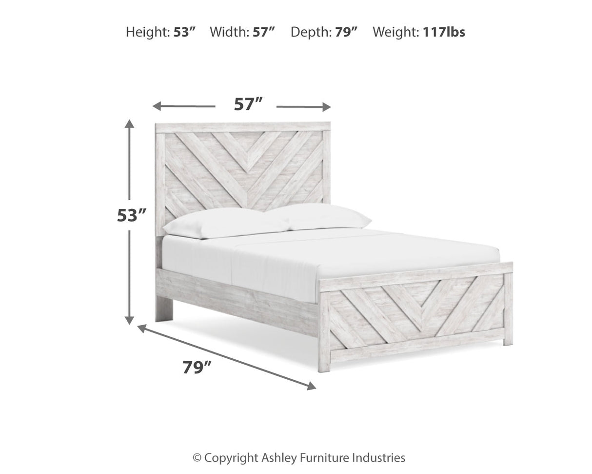 Cayboni Full Panel Bed with Dresser and Nightstand in Whitewash from Ashley - Luna Furniture