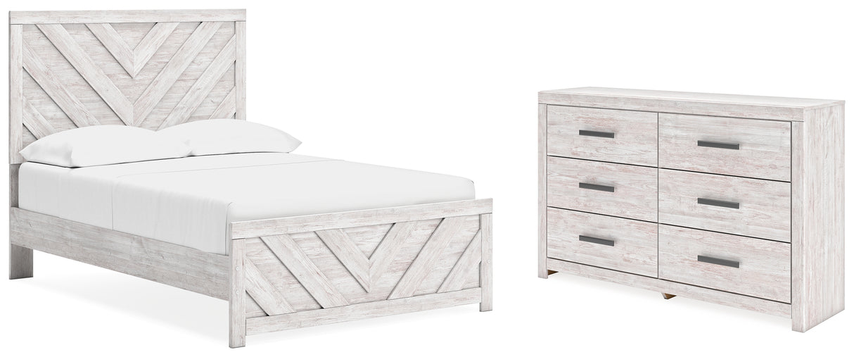 Cayboni Full Panel Bed with Dresser in Whitewash from Ashley - Luna Furniture