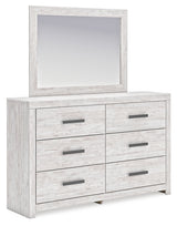 Cayboni Full Panel Bed with Mirrored Dresser and 2 Nightstands in Whitewash from Ashley - Luna Furniture