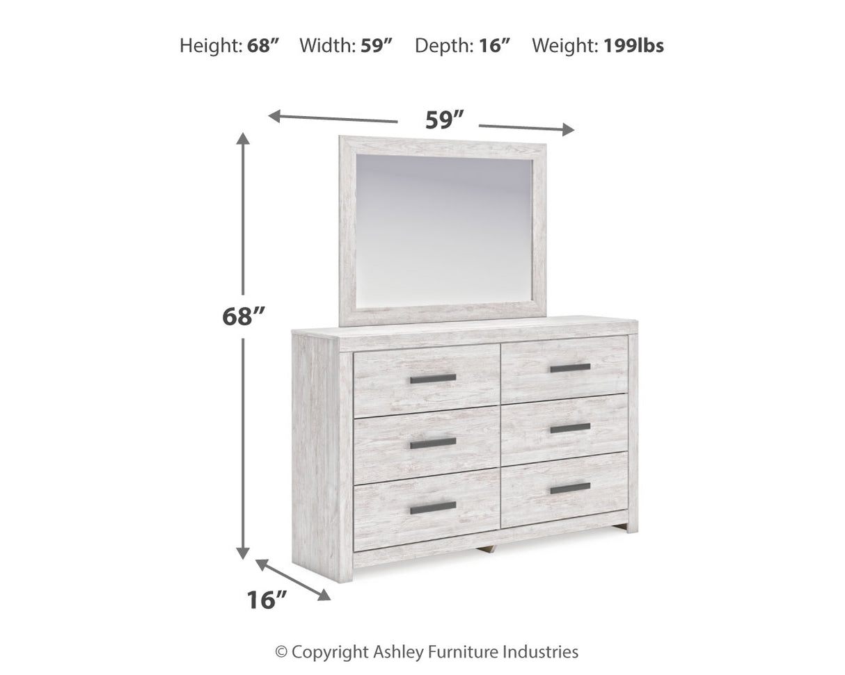 Cayboni Full Panel Bed with Mirrored Dresser and 2 Nightstands in Whitewash from Ashley - Luna Furniture