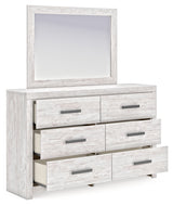 Cayboni Full Panel Bed with Mirrored Dresser and 2 Nightstands in Whitewash from Ashley - Luna Furniture