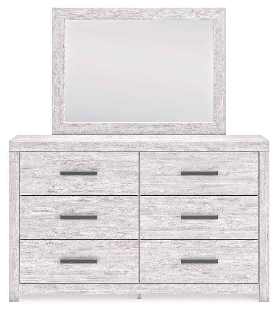 Cayboni Full Panel Bed with Mirrored Dresser and 2 Nightstands in Whitewash from Ashley - Luna Furniture