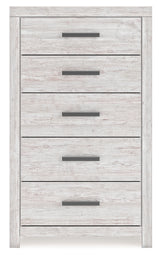 Cayboni Full Panel Bed with Mirrored Dresser and Chest in Whitewash from Ashley - Luna Furniture