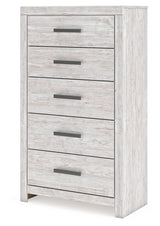 Cayboni Full Panel Bed with Mirrored Dresser and Chest in Whitewash from Ashley - Luna Furniture