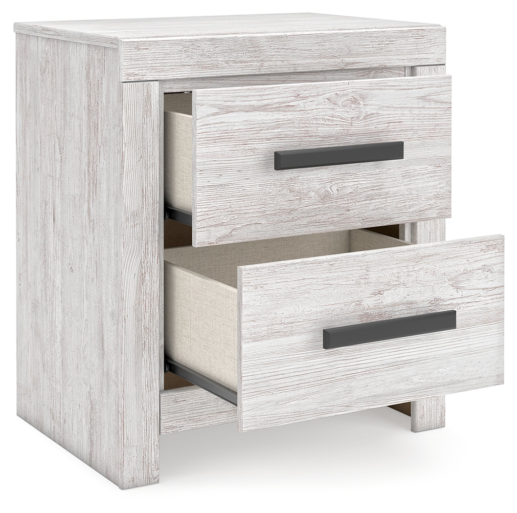 Cayboni Full Panel Bed with Mirrored Dresser, Chest and 2 Nightstands in Whitewash from Ashley - Luna Furniture